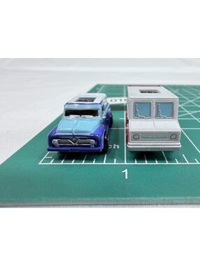 Vintage Micro Machines Toy Vehicles Set of 2 - Blue Pickup Truck and Porta Pet